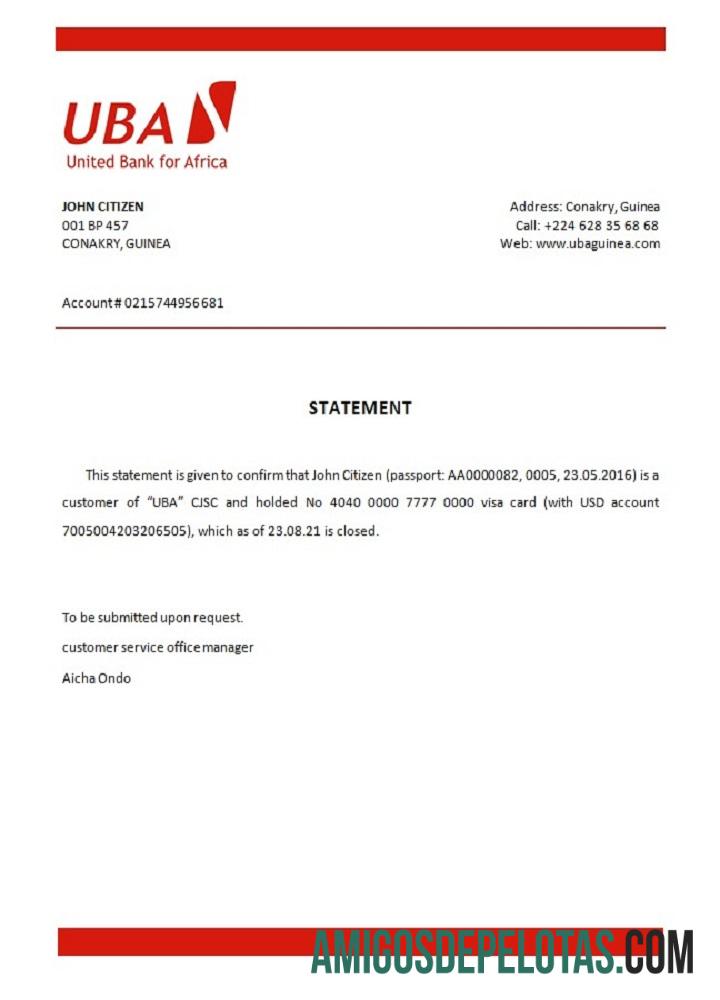 Referência de fechamento da Guiné UBA amostra